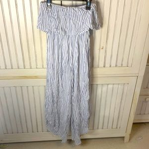 blue and white stripe jumpsuit